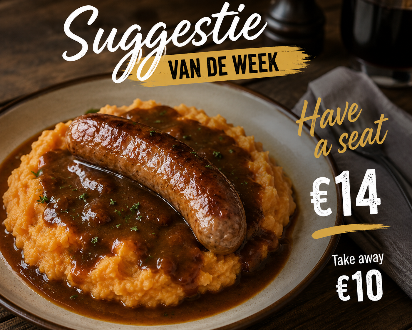 Wortelpuree met worst