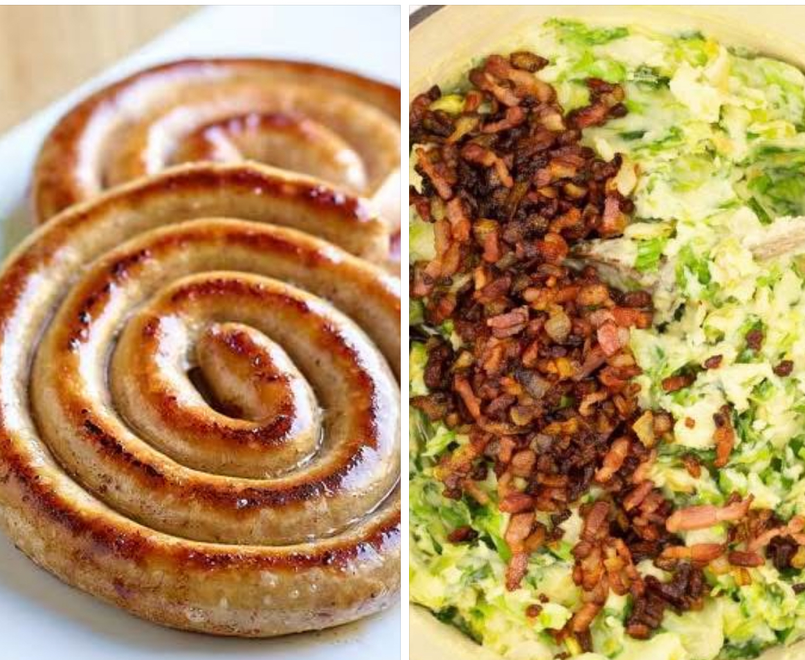 Andijviepuree met spekjes en chipolata