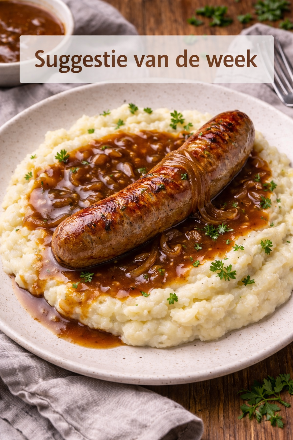 Bloemkoolpuree met worst