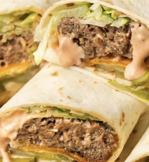 Wrap hamburger cheese